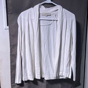 LOFT Cream Open-Front Cardigan